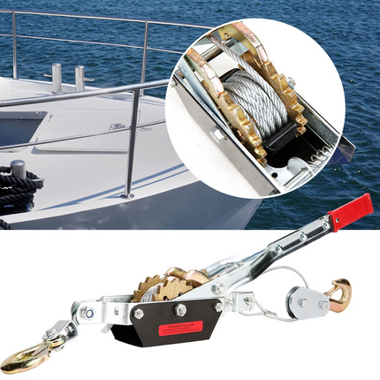 4 Ton Ratchet Hand Winch Puller Comealong Come Along Truck Lift Hoist w/2 Hooks