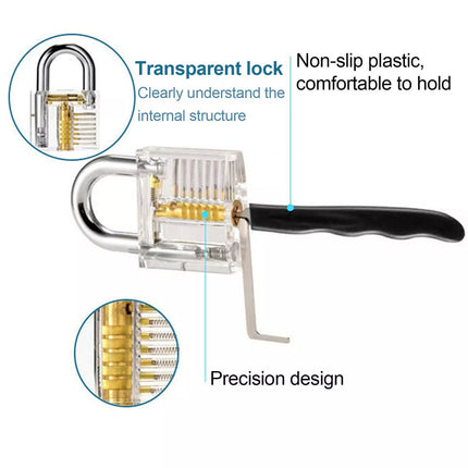 27 pcs Practice Lock Transparent Padlocks Unlocking Tool Pick Tool Set