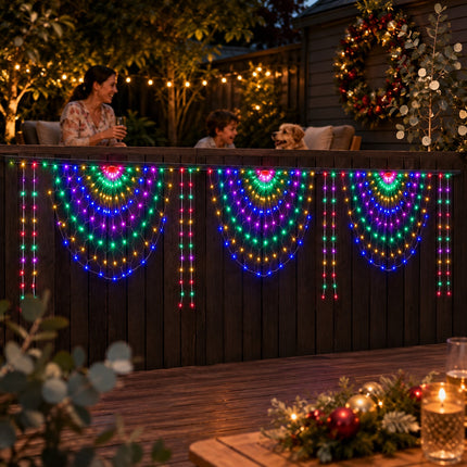 3M Solar Peacock String Net Lights Multicolour Christmas Mesh Curtain Lights Outdoor Garden Decor