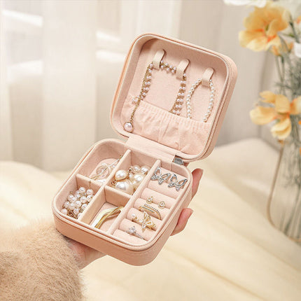 Portable Travel Jewellery Box Organizer Leather Ornaments Jewelry Case Storage