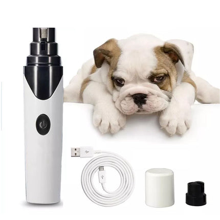 Electric Dog Toe Nail File Grinder Clippers Pet Cat Claw Grooming Trimmer Tools White