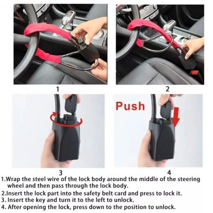 Universal Steering Wheel Lock with 2 Key Seat Car Belt Lock Anti-Theft Device