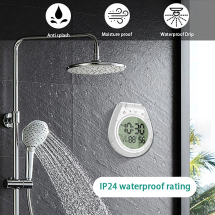 Shower Timer Clock Waterproof Digital Bathroom Kitchen Wall Clock Hanging Hole