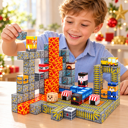84 Pcs Magnetic Building Blocks Mining Railway Construction Toy Christmas Gift