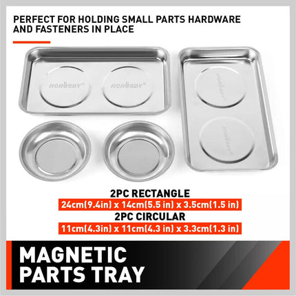 4Pc Stainless Steel Magnet Tool Tray Parts Holder Automotive Repair Tool