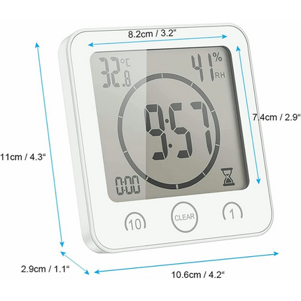 Waterproof Digital Bathroom Shower Clock Timer Alarm Temperature Meter Humidity