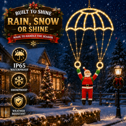 Solar Christmas Parachute Santa Light LED Hanging Xmas Yard Decor Gift