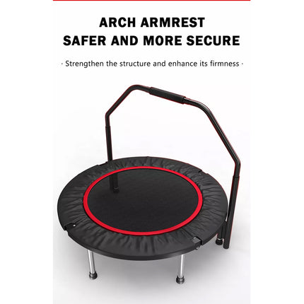 40” Fitness Trampoline Gym Rebounder Jogger Home Cardio Exercise Arch Handrail