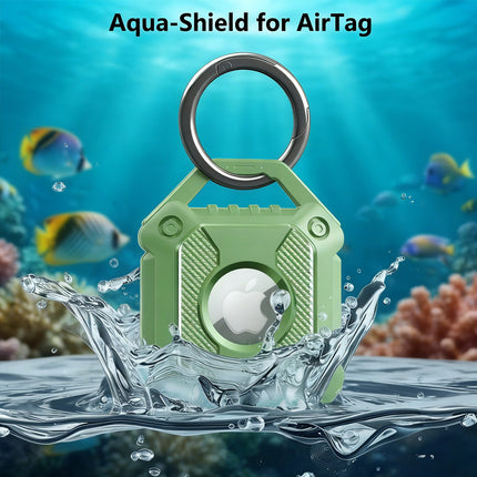 Green Apple AirTag Protective Case Waterproof TPU Cover Air Tag Tracker Loop Holder