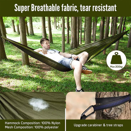 2 Person Camping Hammock with Mosquito Net, Hiking Tent Tarp Hammock Rain Fly