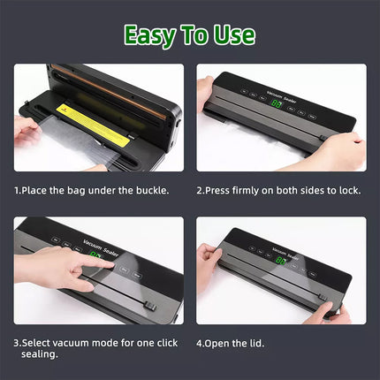 Automatic Vacuum Food Sealer Machine Build-in Cutter Dry Wet Mode & 30 Free Bags Grey