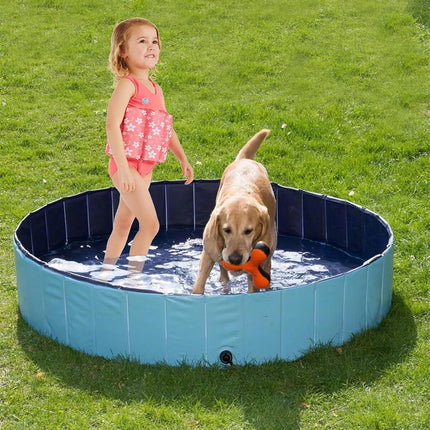 120x30cm Foldable Pet Swimming Pool Durable PVC Dog Pool for Outdoor & Indoor Use Light Blue