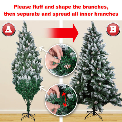 1.2/1.5/1.8/2.1M Artificial Christmas Tree with LED Lights Bushy Xmas Decoration