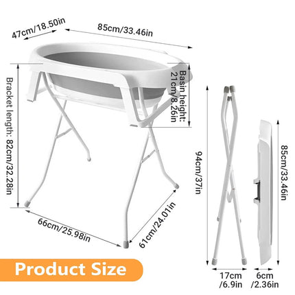 Foldable Pet Bath Tub with Adjustable Stand Portable Grooming Station Non-slip