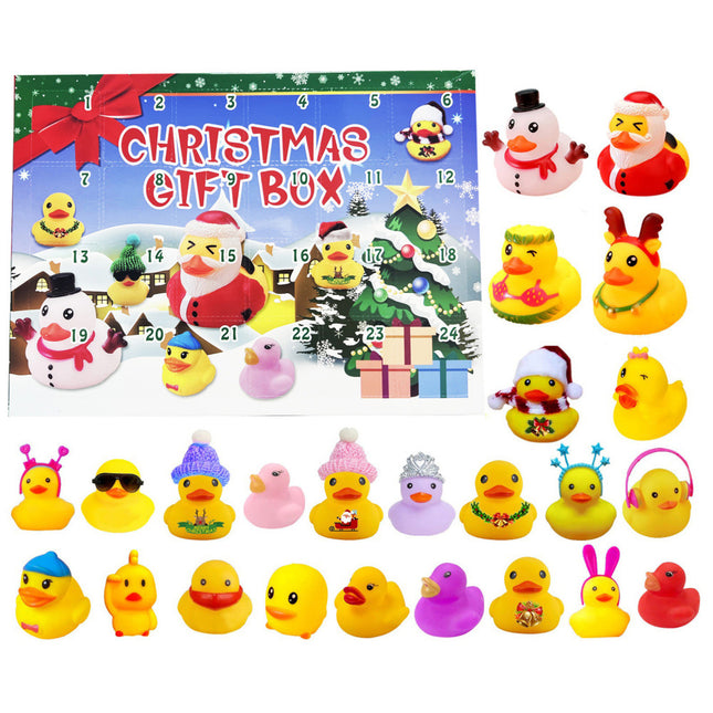 Christmas 24 Days Advent Calendar 24 Rubber Ducks for Boys Girls Ducky Bath Toy