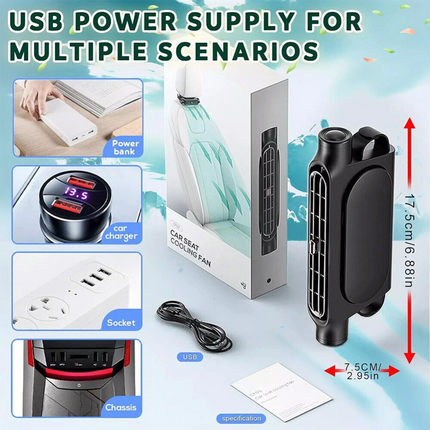 Mini USB Car SUV Seat Back Cooling Fan Portable 3 Speed Headrest Silent Cooler