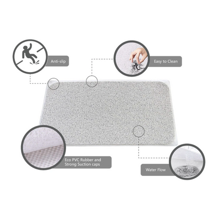 2PCS Anti Slip Loofah Shower Rug Non Slip Bathroom Bath Mat Carpet Water Drains