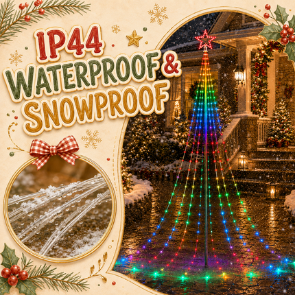 450 LED 9-Strand 5M RGB Waterfall Xmas Tree Lights Star 8 Modes Memory Outdoor