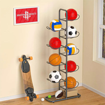 Ball  Rack Basketball Holder Garage Sports Organizer 9-Ball Display Stand