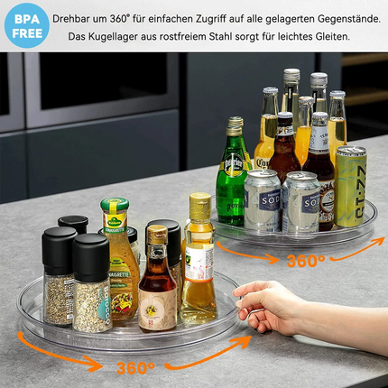 Round Rotating Kitchen Cupboard Spice Jars Dispenser Storage Tray Rack Organiser