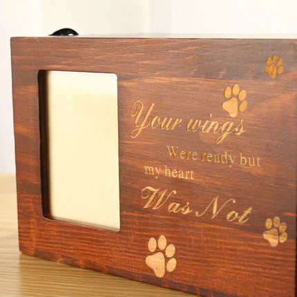 Wooden Pet Memorial Urn For Ashes With Photo Frame Dog Memory Box