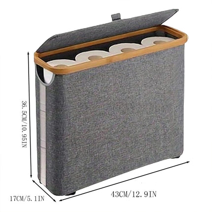 Toilet Paper Holder Bathroom Organizer with Lid Paper Storage Basket Collapsible