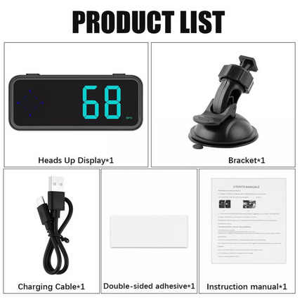 2024 Mini LED Digital Speedometer Car HUD Head Up Display MPH/KMH Universal