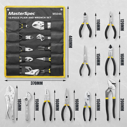 10Pcs Hand Tool Set Pliers Set w/ Storage Pouch for Home Maintenance