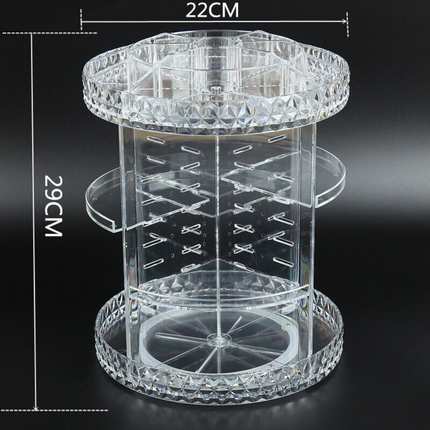 Acrylic Makeup Organiser 360° 3 Layer Rotating Clear Cosmetics Holder Storage