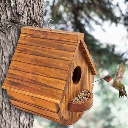 Rustic Wooden Birdhouse for Outdoor Gardens Durable Weather-Resistant Design