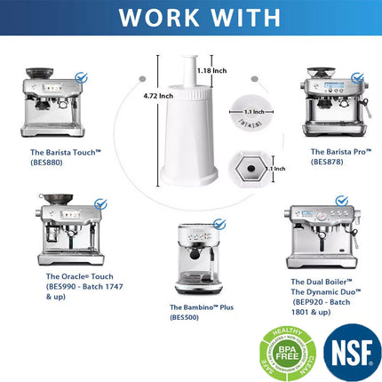4X Water Filter Compatible For Breville Bes990 BES920BSS BES980 Bes008 Espresso Coffee