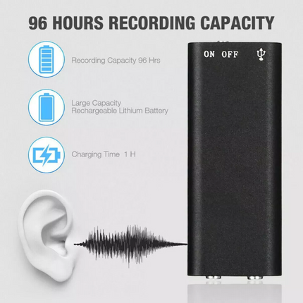 Hidden Audio Voice Recorder Listening Device 96 Hours 8GB Bug Recording Mini