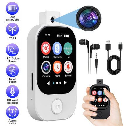 MP3 Player Touch Screen Bluetooth Music Speaker FM Radio Voice Recording W/ Cam