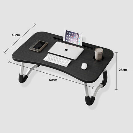 Laptop Bed Table Foldable Lap Standing Desk with Cup Slot for Indoor/Picnic Tray Wood + USB Lamp +USB Fan