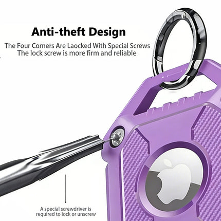 Purple Apple AirTag Protective Case Waterproof TPU Cover Air Tag Tracker Loop Holder