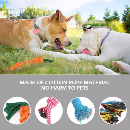 10Pc Dog Braided Rope Toys Pet Puppy Chew Bite Toy Gift Tough Cotton Clean Teeth