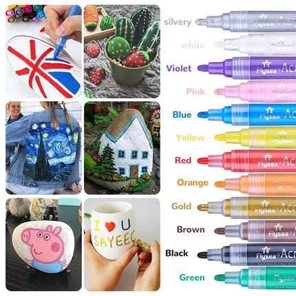 24 Colours Acrylic Paint Pens For Rock Painting Stone Ceramic Glass Rock Markers