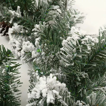 Christmas Garland Snow Artificial Flocked Wreath with Pinecones Berries Decorations