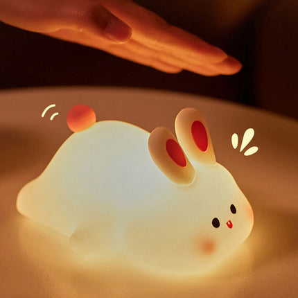 Big face rabbit patting small night light colorful toy ornaments