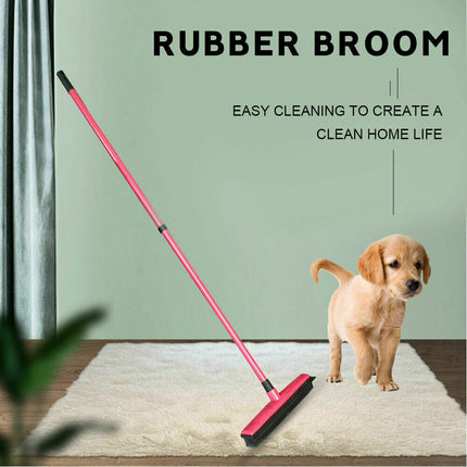 Rubber Broom For Dog Cat Pet Hair Car Windows Handle Sweeper Squeegee Floor Red