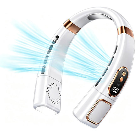 Upgraded 8000mAh Neck Fan Portable Cooler USB Rechargeable Cooling Lazy Neckband  White