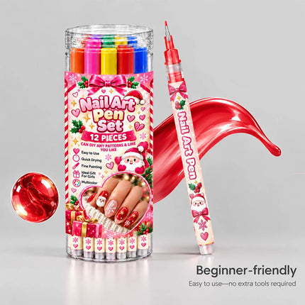 Christmas Nail Art Pens Set 24 Colors Dual-Ended Nail Art Pens Set 12PCS Pen