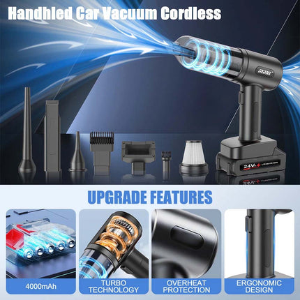 High Power 35000 PA Suction Blower Cordless Handheld Vacuum Cleaner for Home Car Brushless-Black
