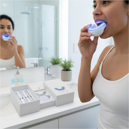 Wireless Teeth Whitening Kit Red Blue Light Therapy Gum Care 3 Gel Pens Set White