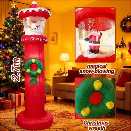 Christmas Inflatables Outdoor Decorations Magical Snow Blowing Door Lighthouse