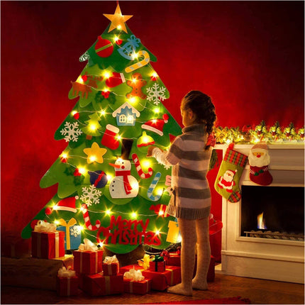 Felt Christmas Tree Set DIY with 32pcs Removable Ornaments Xmas Hand Craft Decor