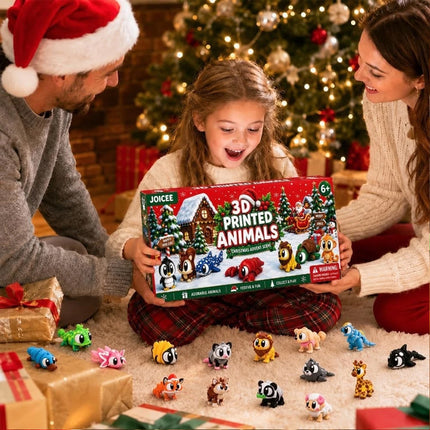 Christmas Countdown Calendar 3D Printed Flexible Animal Toys Gifts
