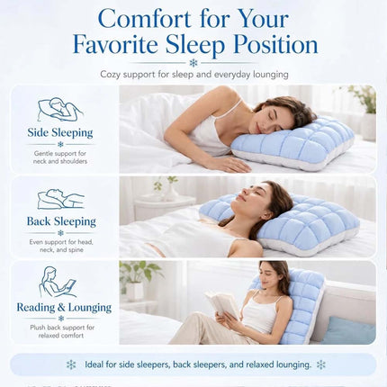 4 Color Puff Pillow Supportive Cloud Grid Breathable Soft Sleeping Cooling Puff Pillows