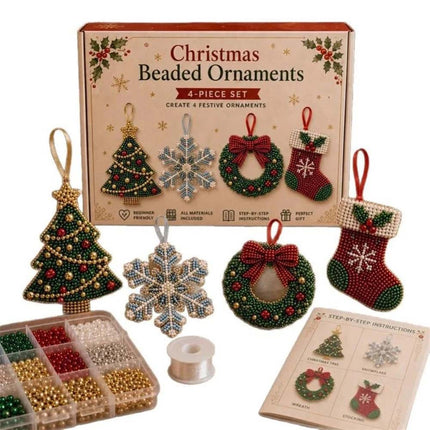 Christmas Beaded Ornaments Kit Beading DIY Kit Holiday Gift Making Gifts