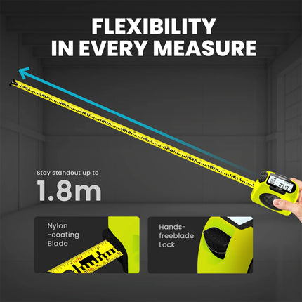 2-in-1 Digital Tape Measure 40m Rechargeable Precision Measuring Tool Unit Switch